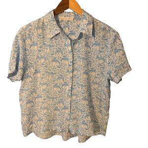 Jane and Delancey Zebra Printed Short-Sleeve Button Down Shirt Size Small